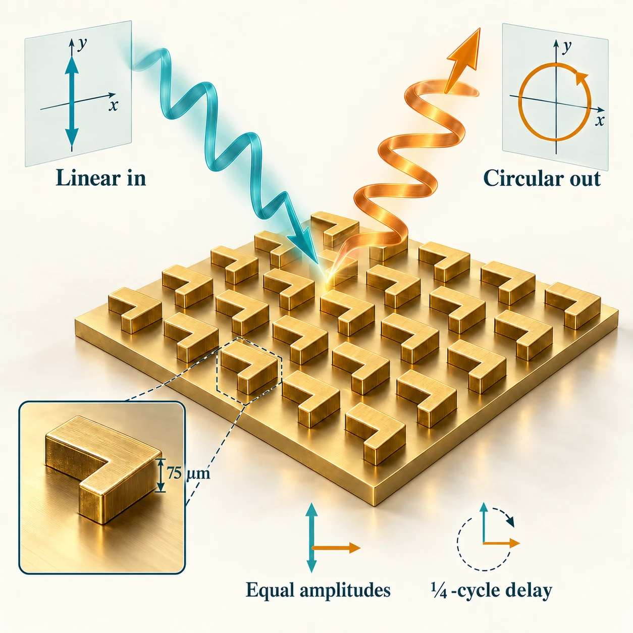 Graphical abstract for Broadband Reflective Terahertz Quarter-Wave Metasurface Enabled by Two-Photon Polymerization 3D-Printing