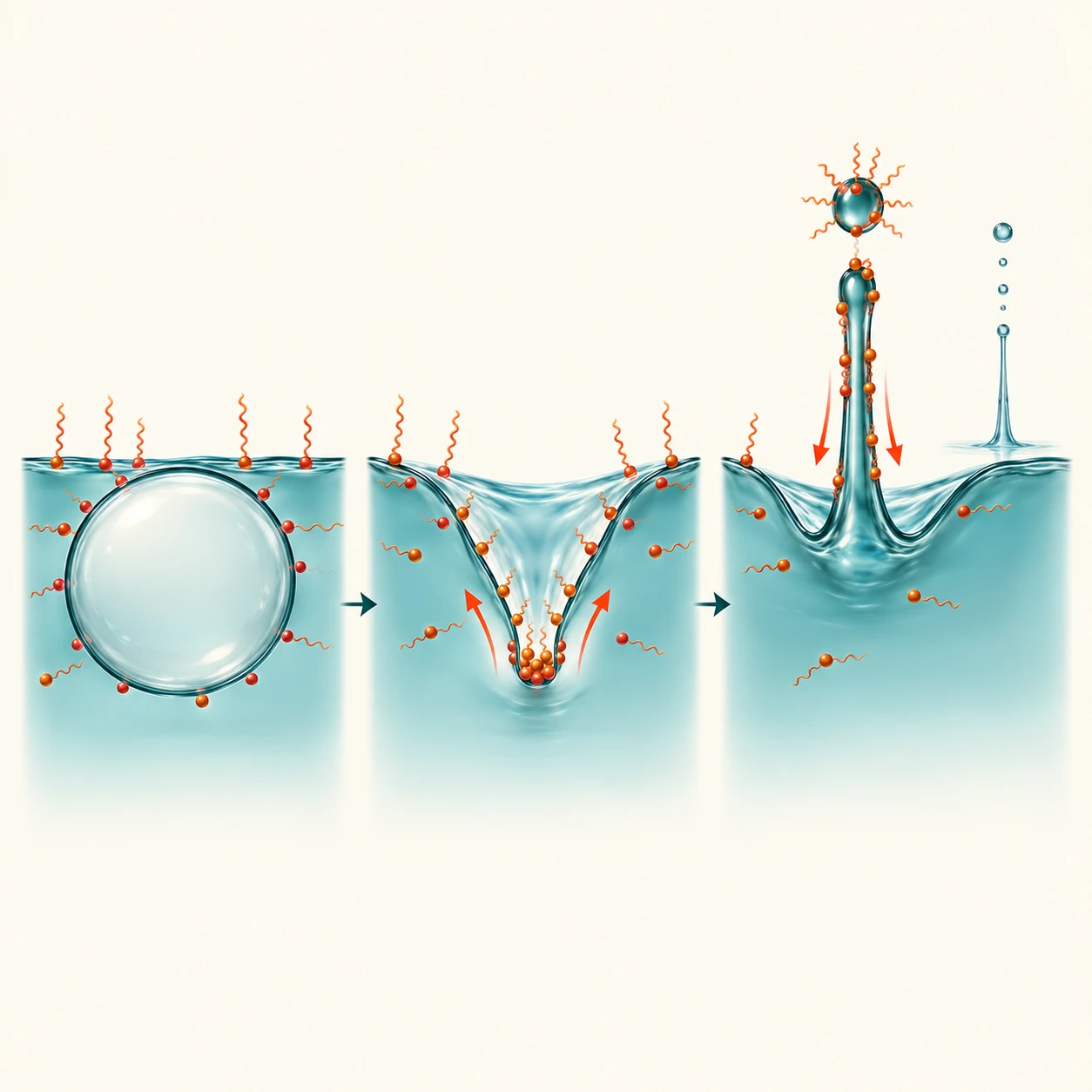 Graphical abstract for Effect of surface-active contaminants on bubble bursting yielding the smallest first-emitted droplet