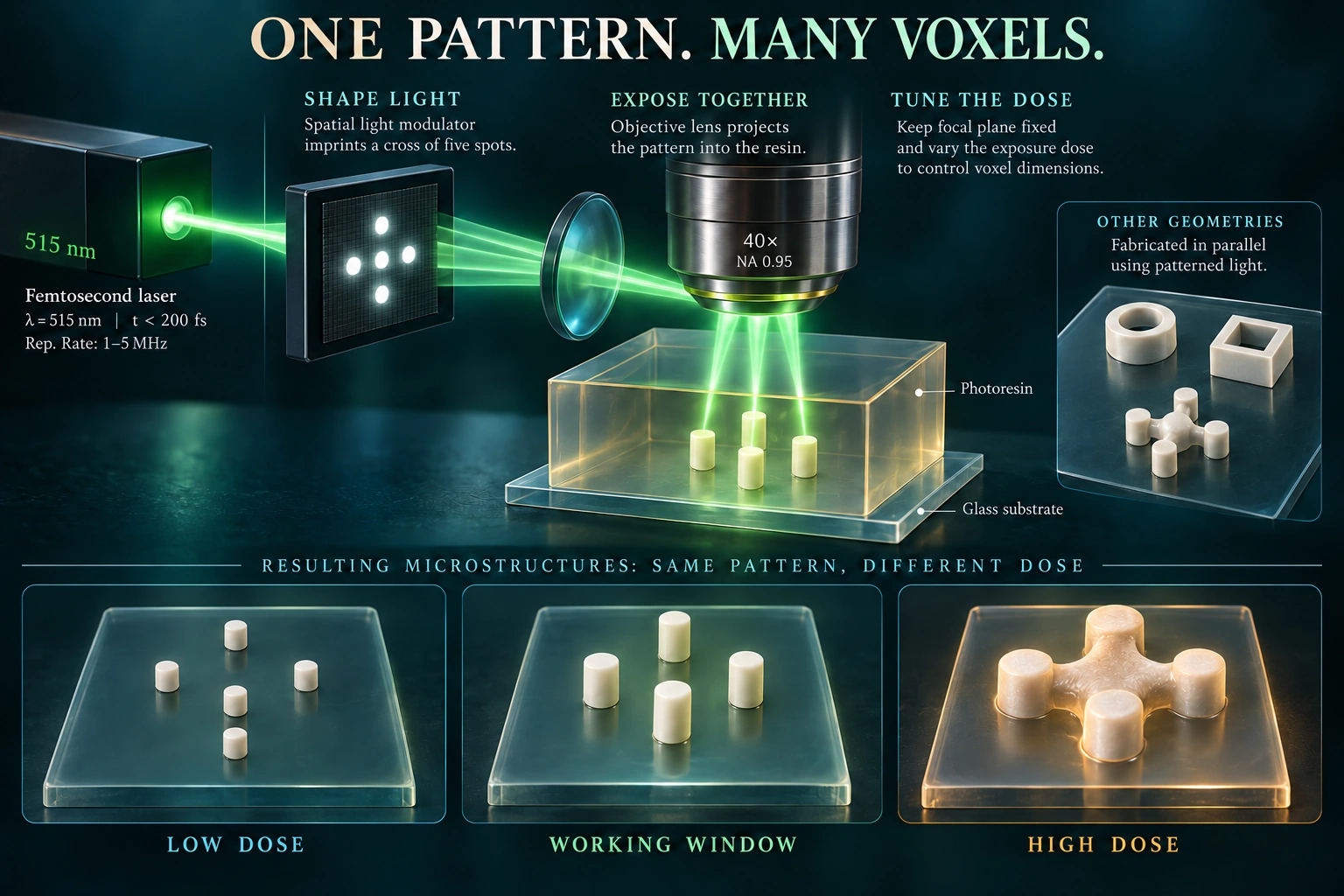 Graphical abstract for Enhancing Two-Photon Polymerization Productivity: Beam Shaping and Parallelization via Spatial Light Modulators