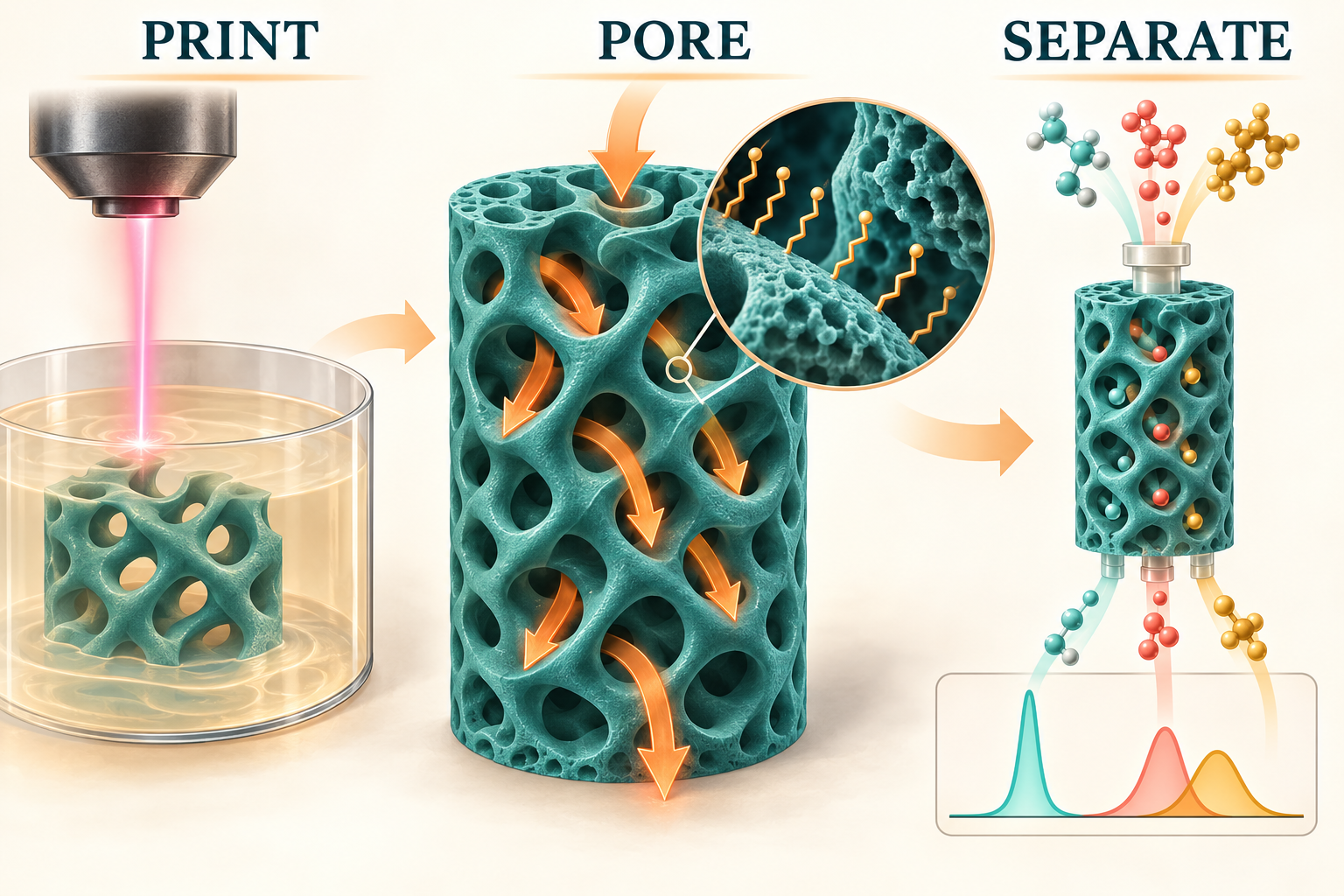 Graphical abstract for Hierarchically Structured Functionalized Polymer Monoliths Via Two-Photon Polymerization for Miniaturized HPLC Separation Columns