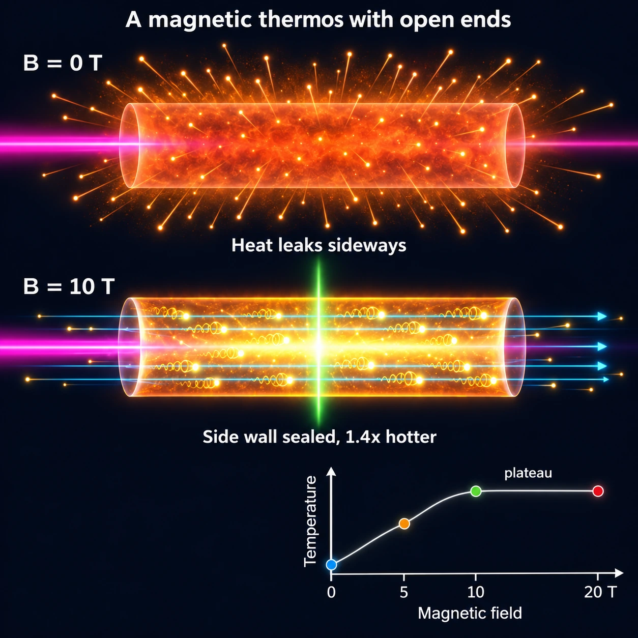 Graphical abstract for Direct observation of saturated heat-flux inhibition by magnetic fields in laser-produced plasmas