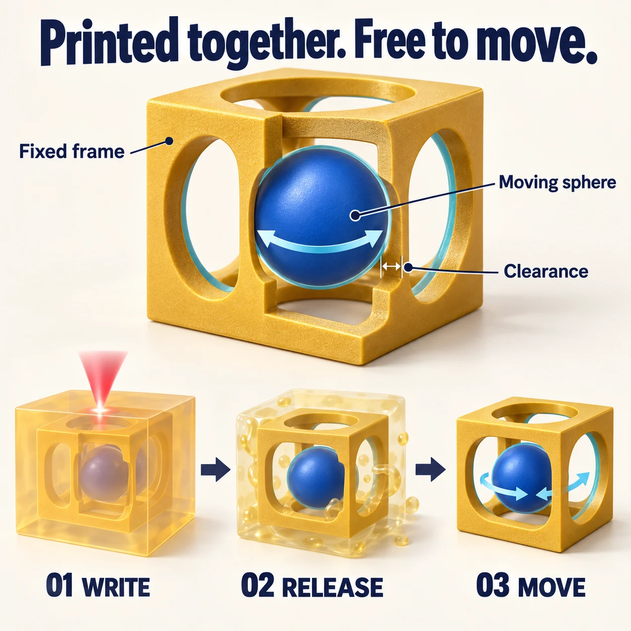 Graphical abstract for Self-assembled monolayer enhanced support-free two-photon polymerisation for microscale kinematic pairs