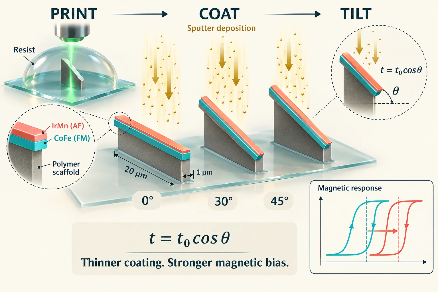 Graphical abstract for Geometric dependence of exchange bias in tilted three-dimensional CoFe/IrMn microwires