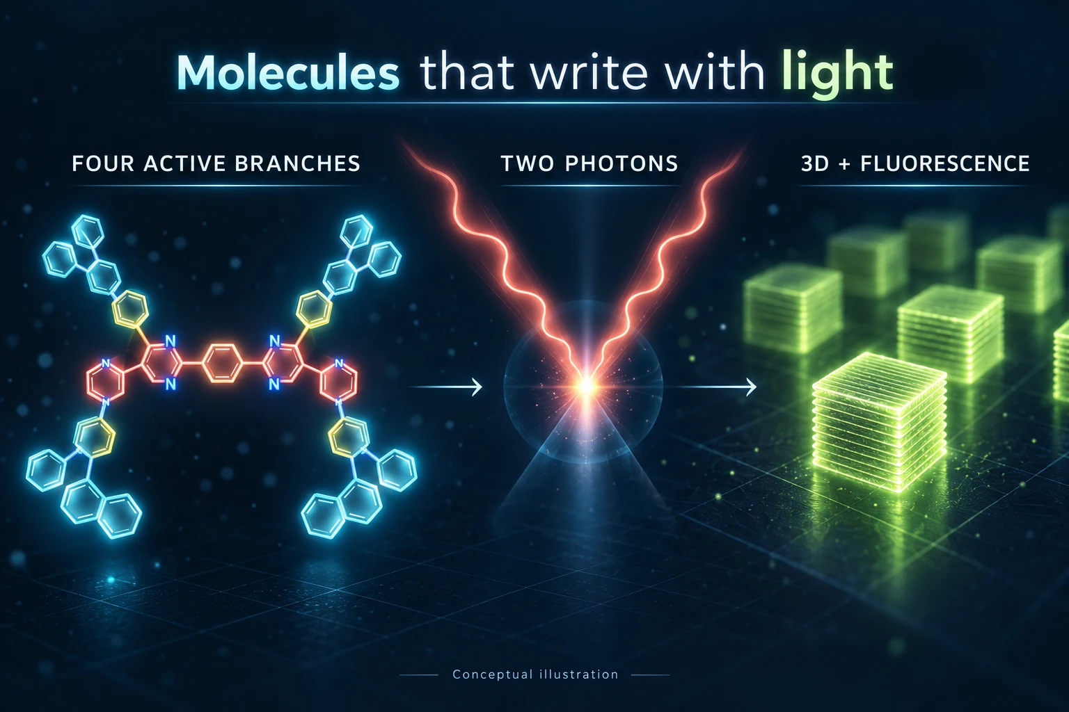 Graphical abstract for Multiphoton Absorption in Branched Quadrupolar Diquinoxalines for Two-Photon Polymerization Design