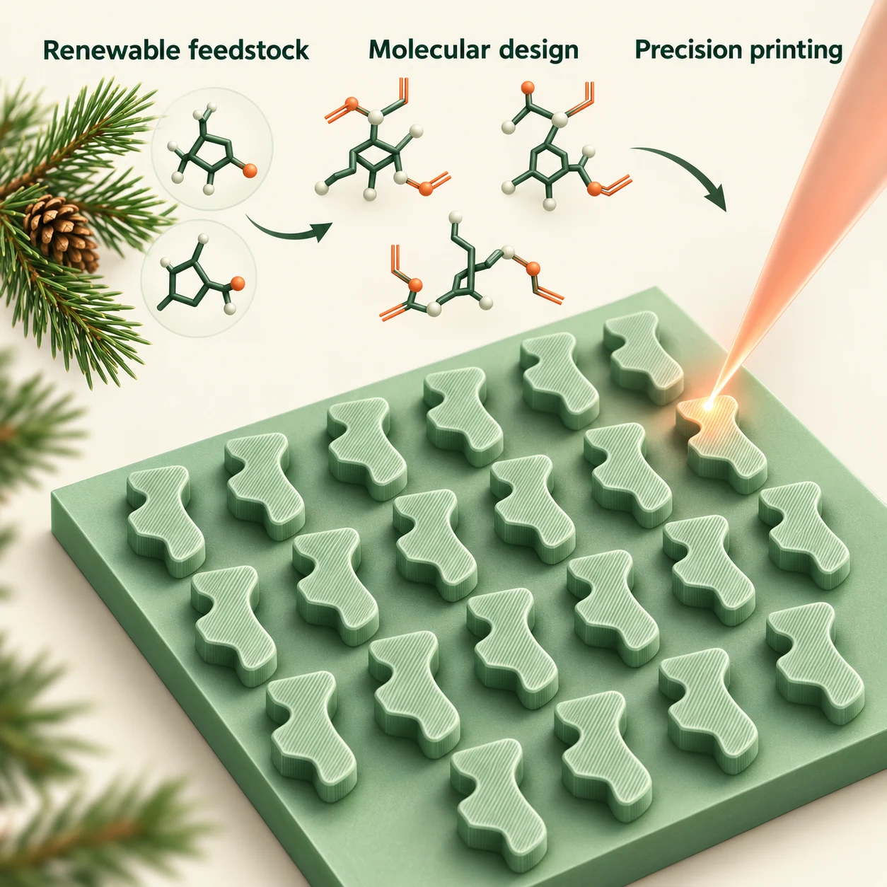 Graphical abstract for Molecular Design of Biobased, Printable Monomers for Two-Photon Polymerisation